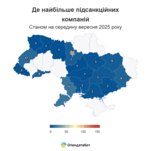 Кількість підсанкційних компаній за регіонами - 3