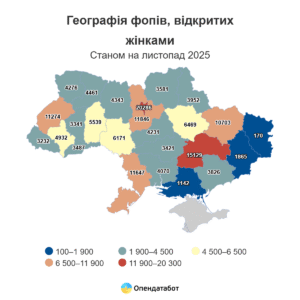 Відкриті жінками ФОПи за регіонами - 3